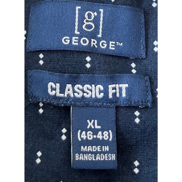 GEORGE SHORT SLV BUTTON-UP CASUAL SHIRT, MENS-XL(46-48)CLASSIC FIT, NAVY & WHITE - Picture 9 of 11